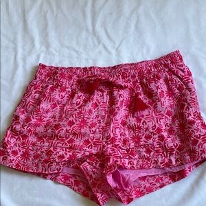 Pink Linen Lined Floral Shorts